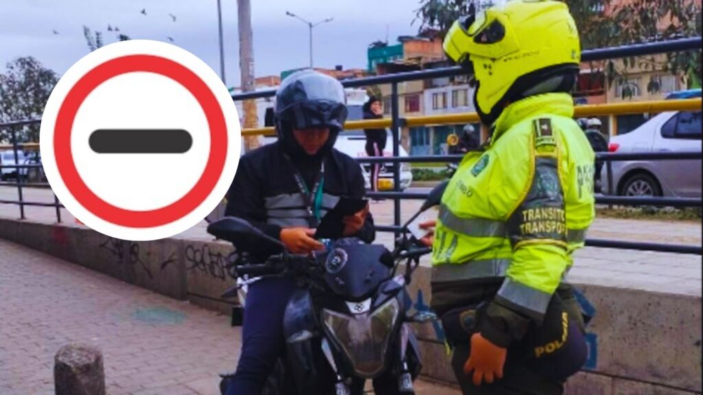 ¿Qué indica la señal de tránsito con borde rojo y línea negra?