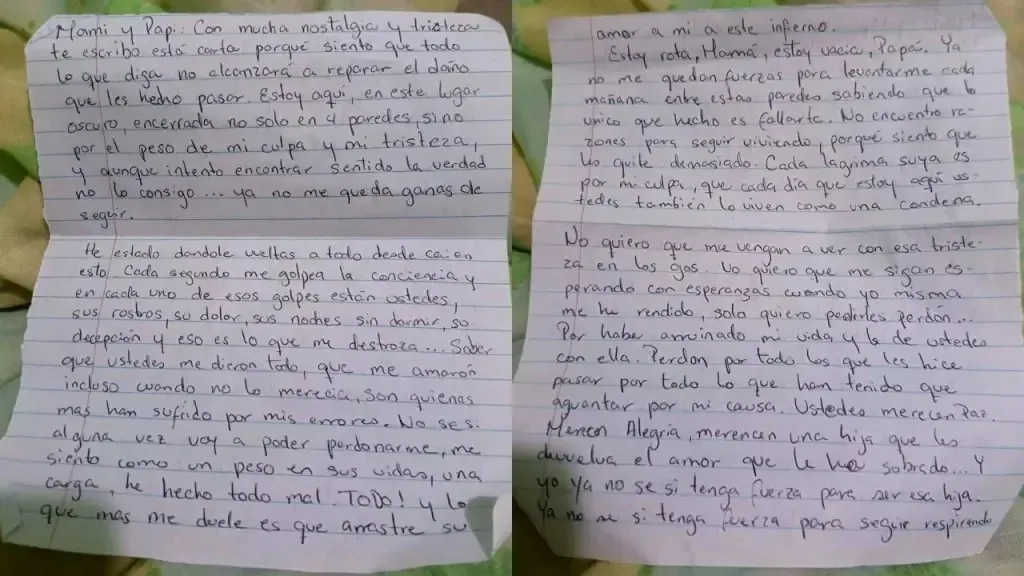 merlys oropeza carta desde prisión,condenada por un estado de whatsapp,libertad de expresión en Venezuela